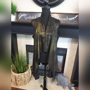 TCEC Classic Black and Gold Sleeveless Cardigan Vest